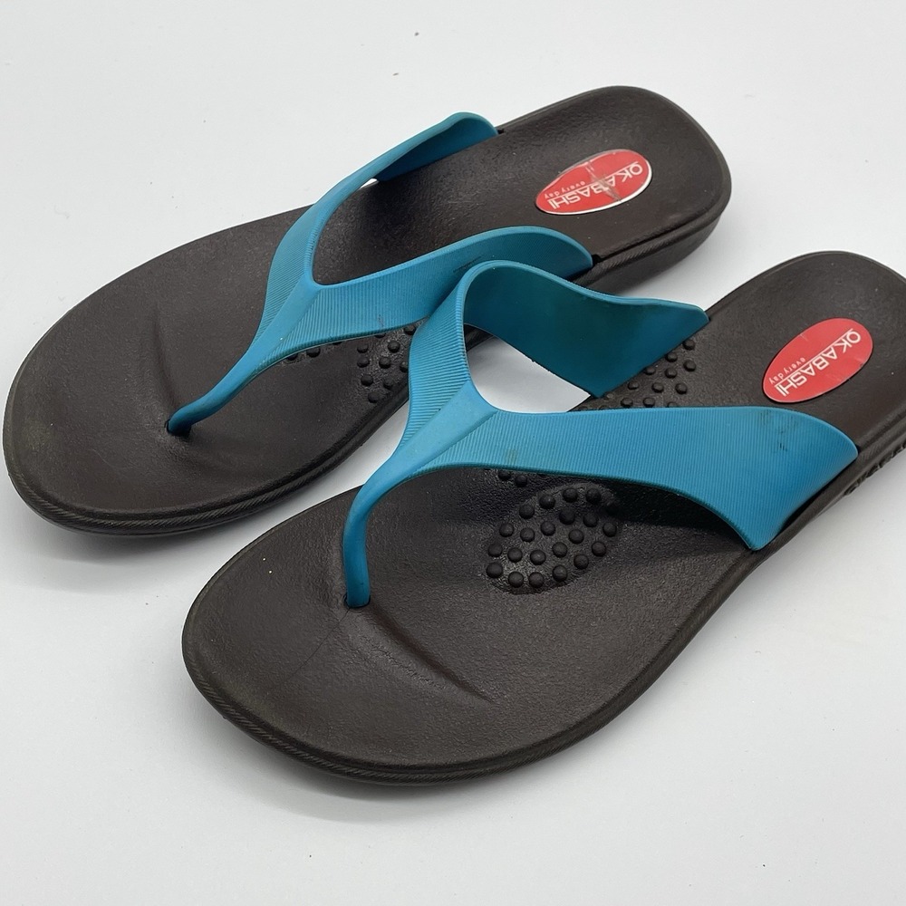 Women's Size‎ M /L OKABASHI Thong Flip-Flop Sandals Teal